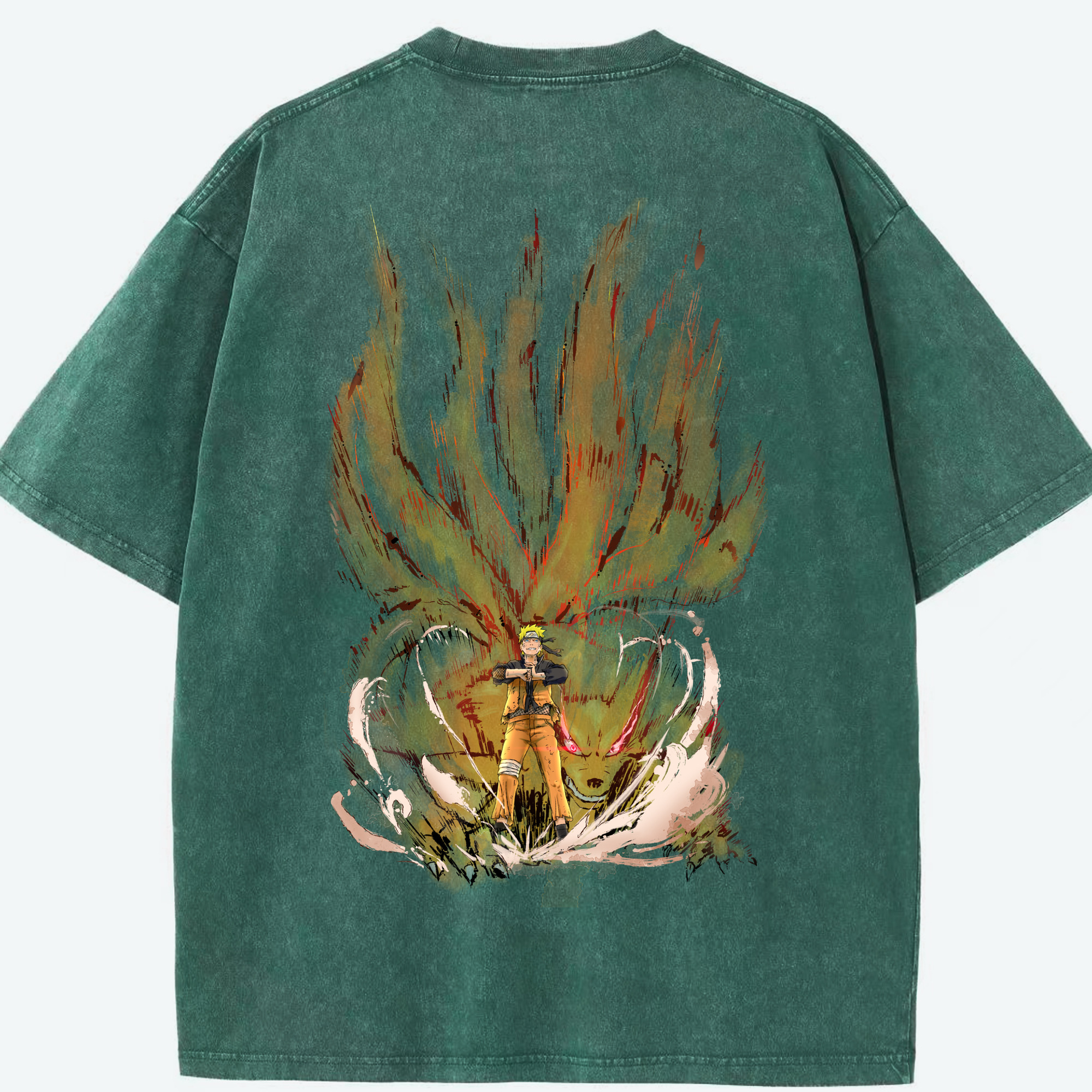 （画像用） NARUTO -ナルト- うずまき ナルト Uzumaki Naruto 綿100% ヴィンテージ風 半袖Tシャツ（背面プリント）